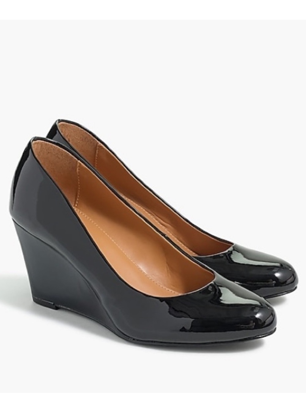 NWT & NIB J. Crew Sylvia Patent Wedge Pumps in Black